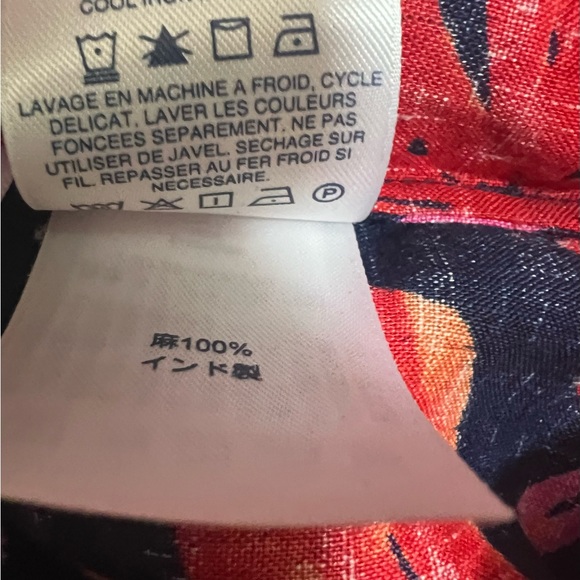 Lands End Hawaiian Shirt Blouse Size M Linen Multicolor Floral Short Sleeve. - Picture 6 of 8